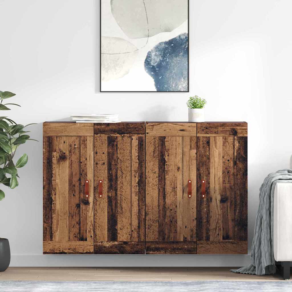 vidaXL Wall-mounted Cabinet 2 pcs Old Wood 69.5 x 34 x 90 cm