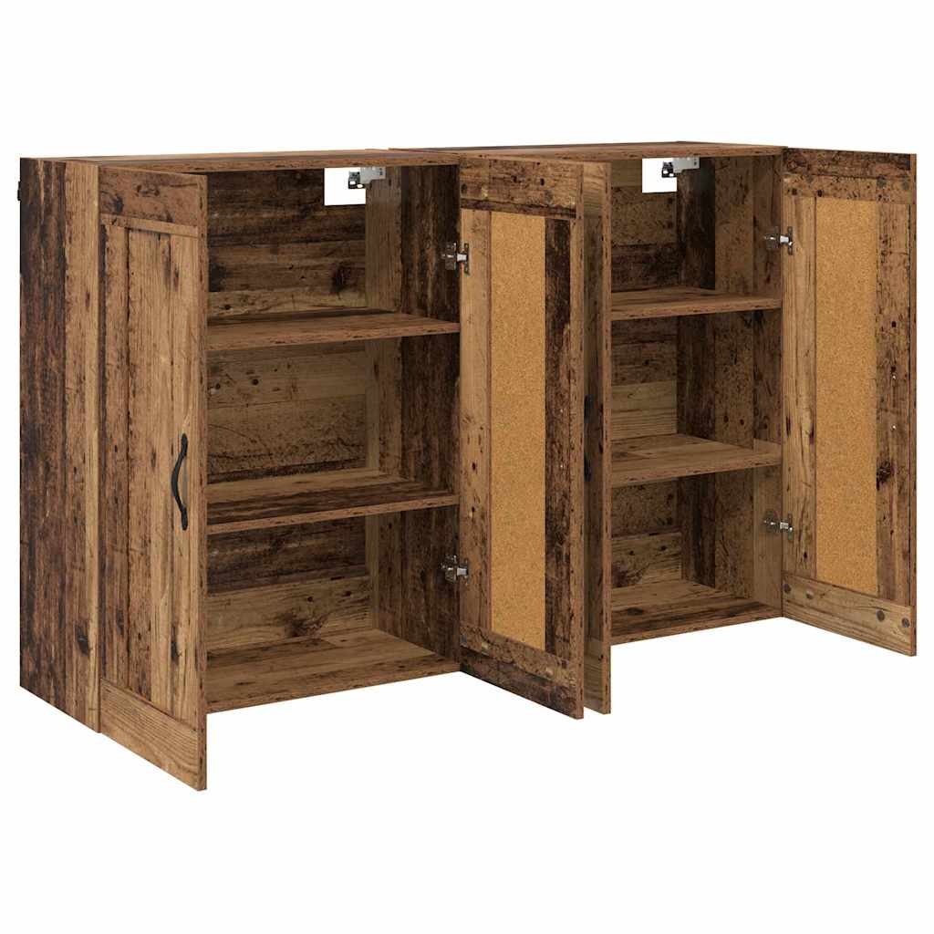vidaXL Wall-mounted Cabinet 2 pcs Old Wood 69.5 x 34 x 90 cm