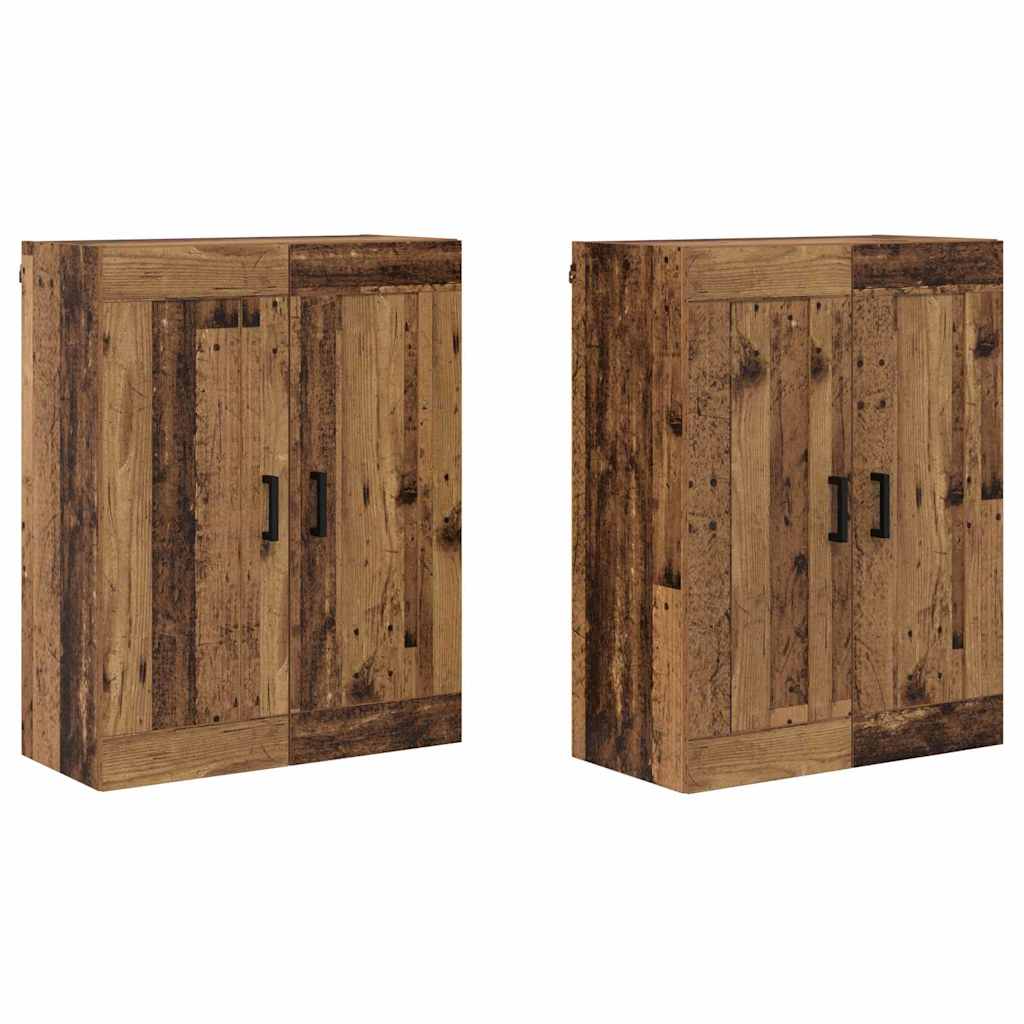 vidaXL Wall-mounted Cabinet 2 pcs Old Wood 69.5 x 34 x 90 cm