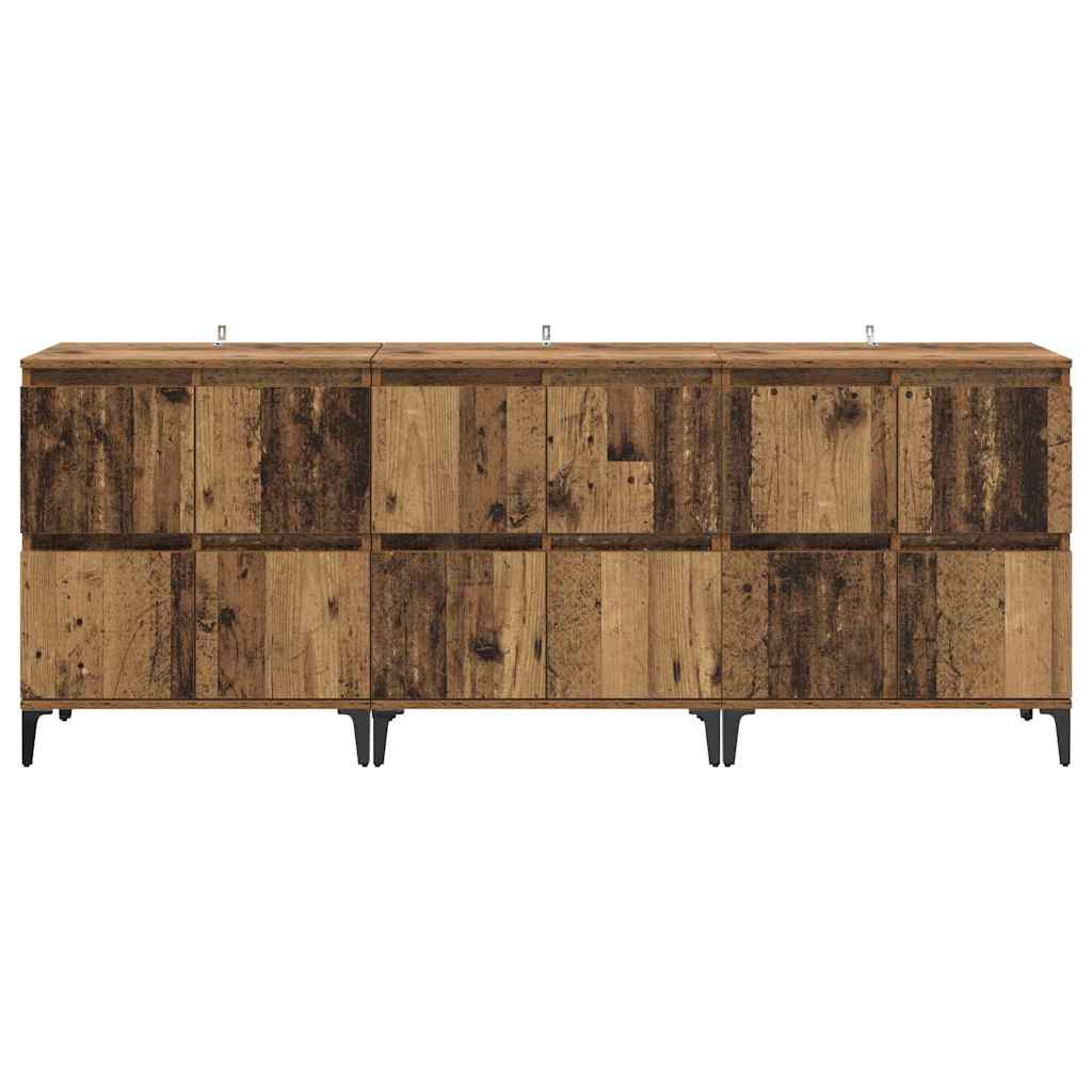 vidaXL Sideboards 3 pcs Old Wood 60 x 35 x 70 cm Engineered Wood