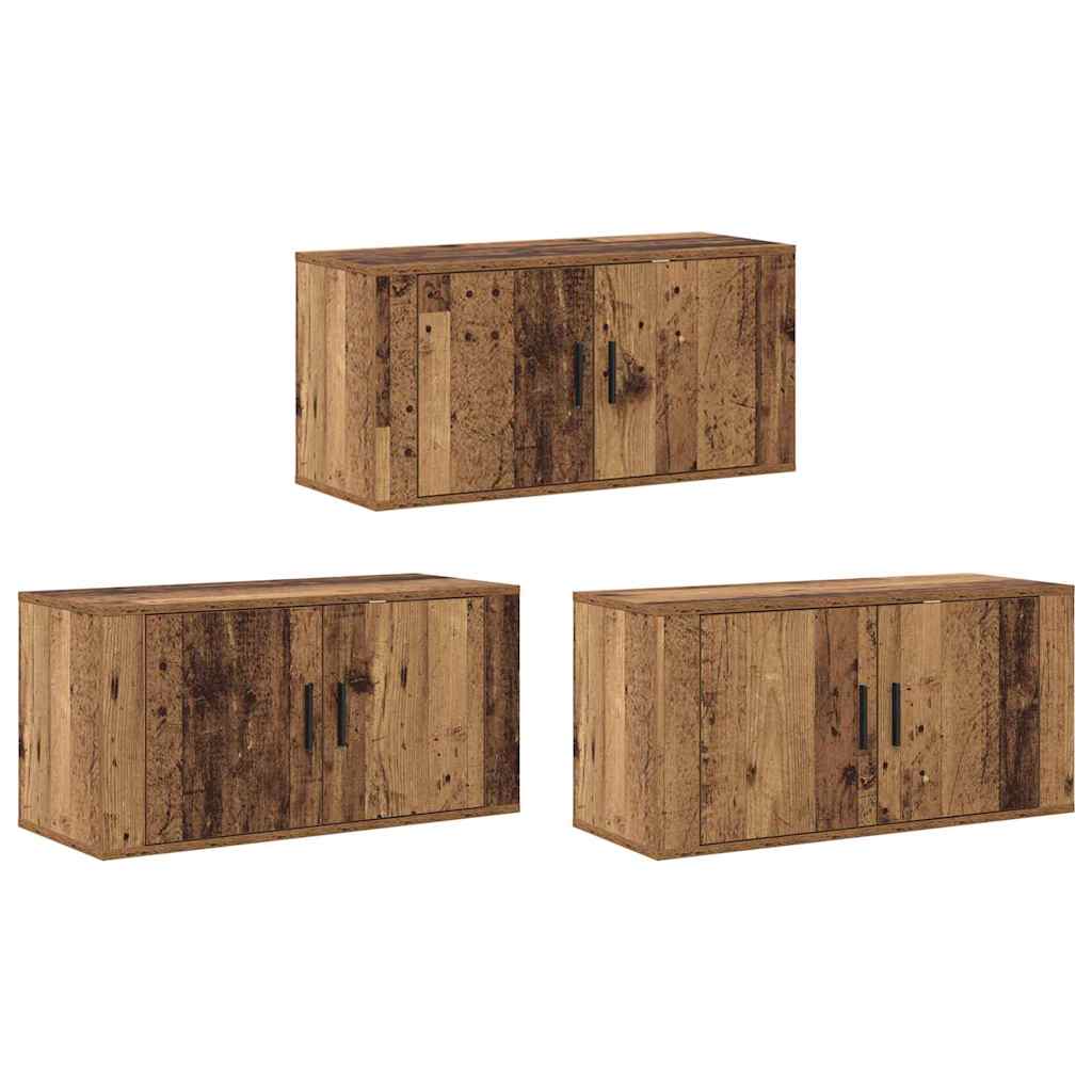 vidaXL Wall-mounted TV Cabinet Set 3 pcs Old Wood 80 x 34.5 x 40 cm