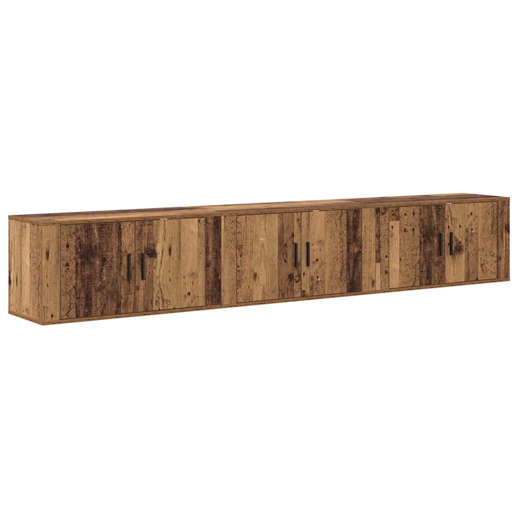vidaXL Wall-mounted TV Cabinet Set 3 pcs Old Wood 80 x 34.5 x 40 cm