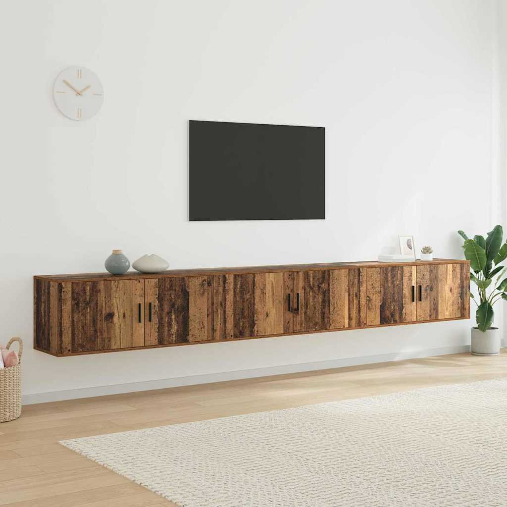 vidaXL Wall-mounted TV Cabinet Set 3 pcs Old Wood 100 x 34.5 x 40 cm