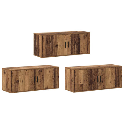 vidaXL Wall-mounted TV Cabinet Set 3 pcs Old Wood 100 x 34.5 x 40 cm
