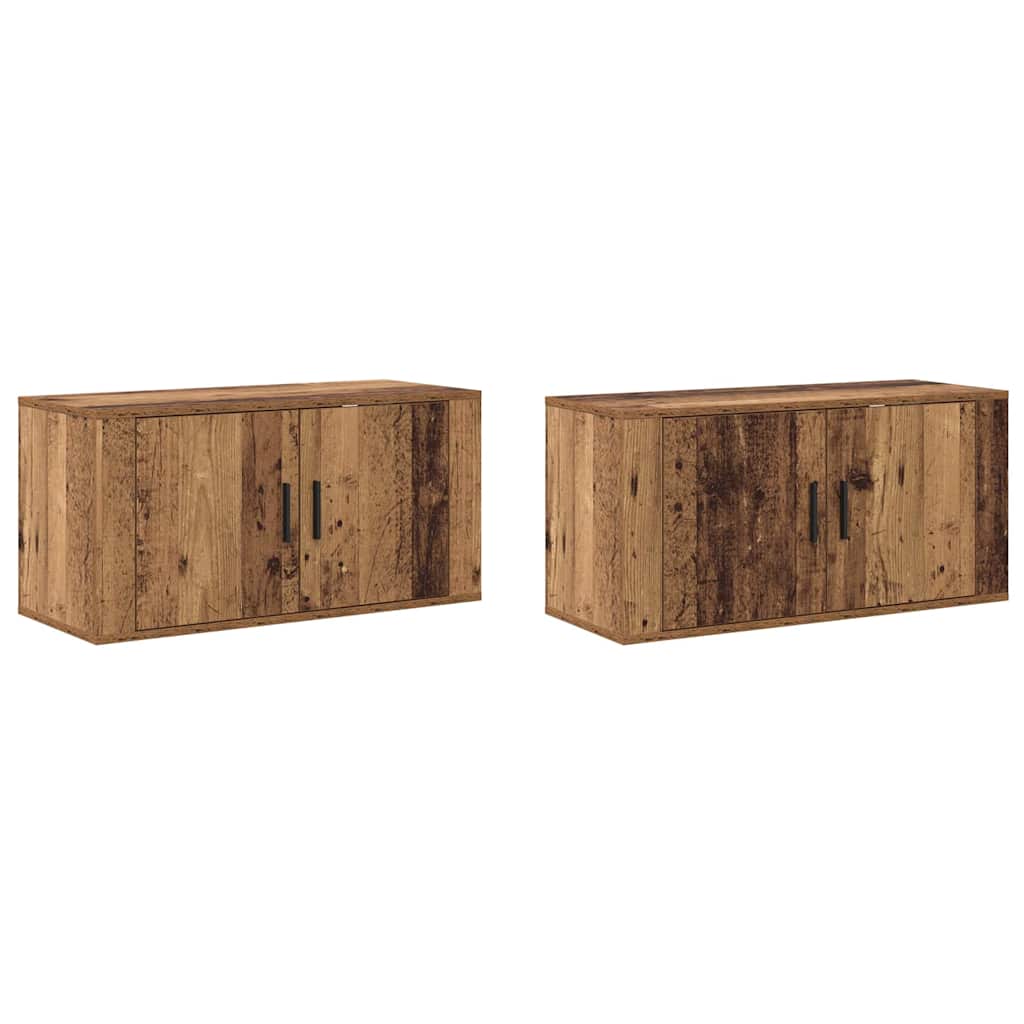 vidaXL Wall-mounted TV Cabinet Set 2 pcs Old Wood 80 x 34.5 x 40 cm