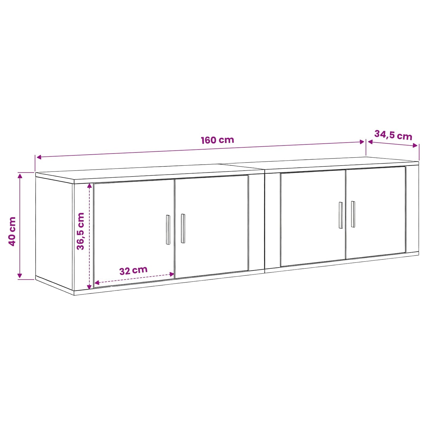 vidaXL Wall-mounted TV Cabinet Set 2 pcs Old Wood 80 x 34.5 x 40 cm