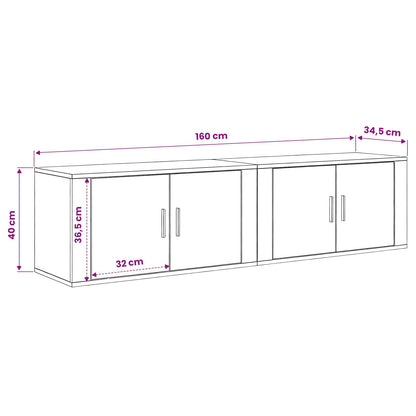 vidaXL Wall-mounted TV Cabinet Set 2 pcs Old Wood 80 x 34.5 x 40 cm