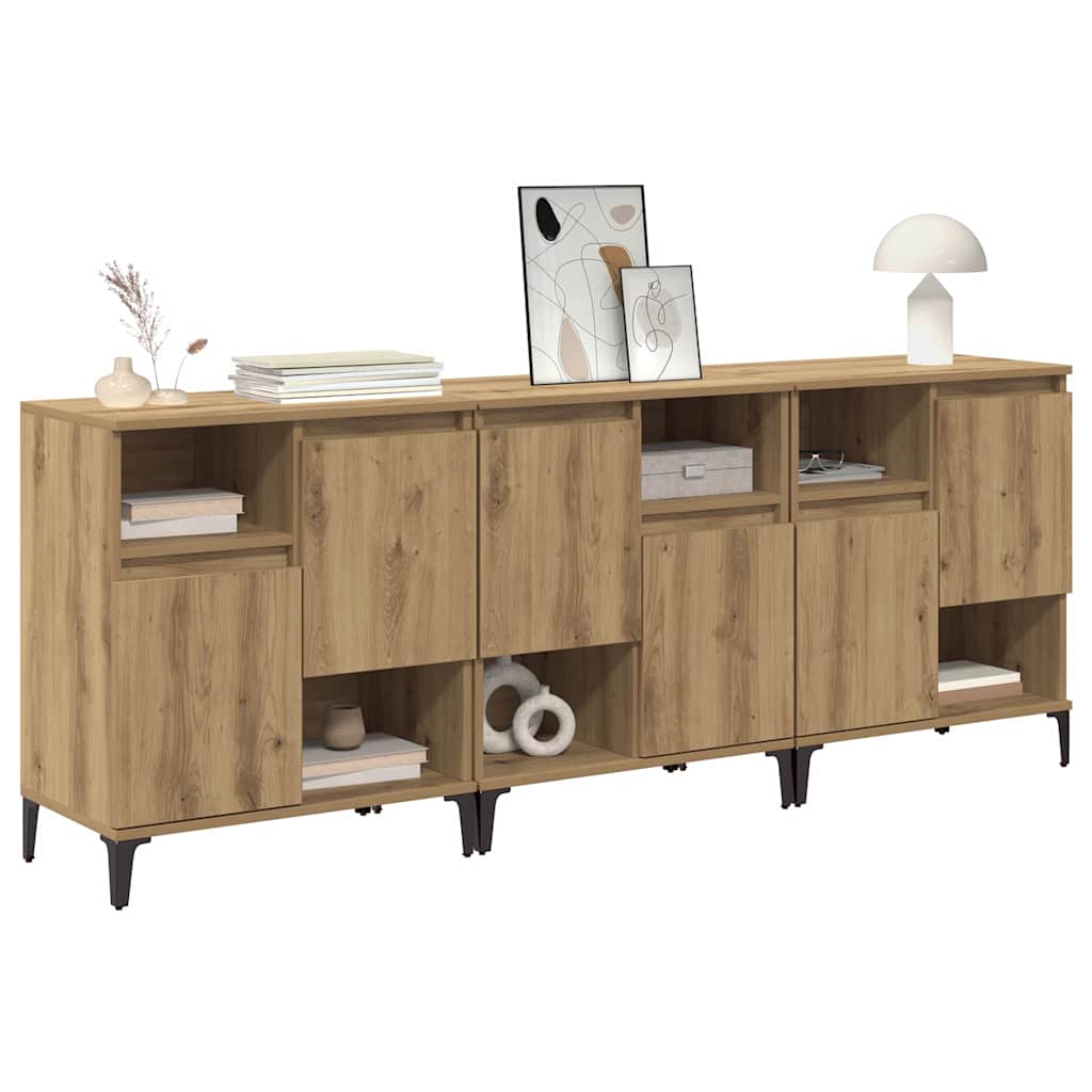 vidaXL Sideboards 3 pcs Artisan Oak 60 x 35 x 70 cm Engineered Wood