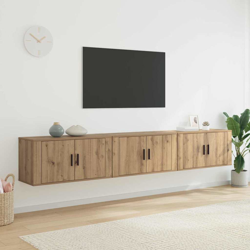 vidaXL Wall-mounted TV Cabinet Set 3 pcs Artisan Oak Engineered Wood
