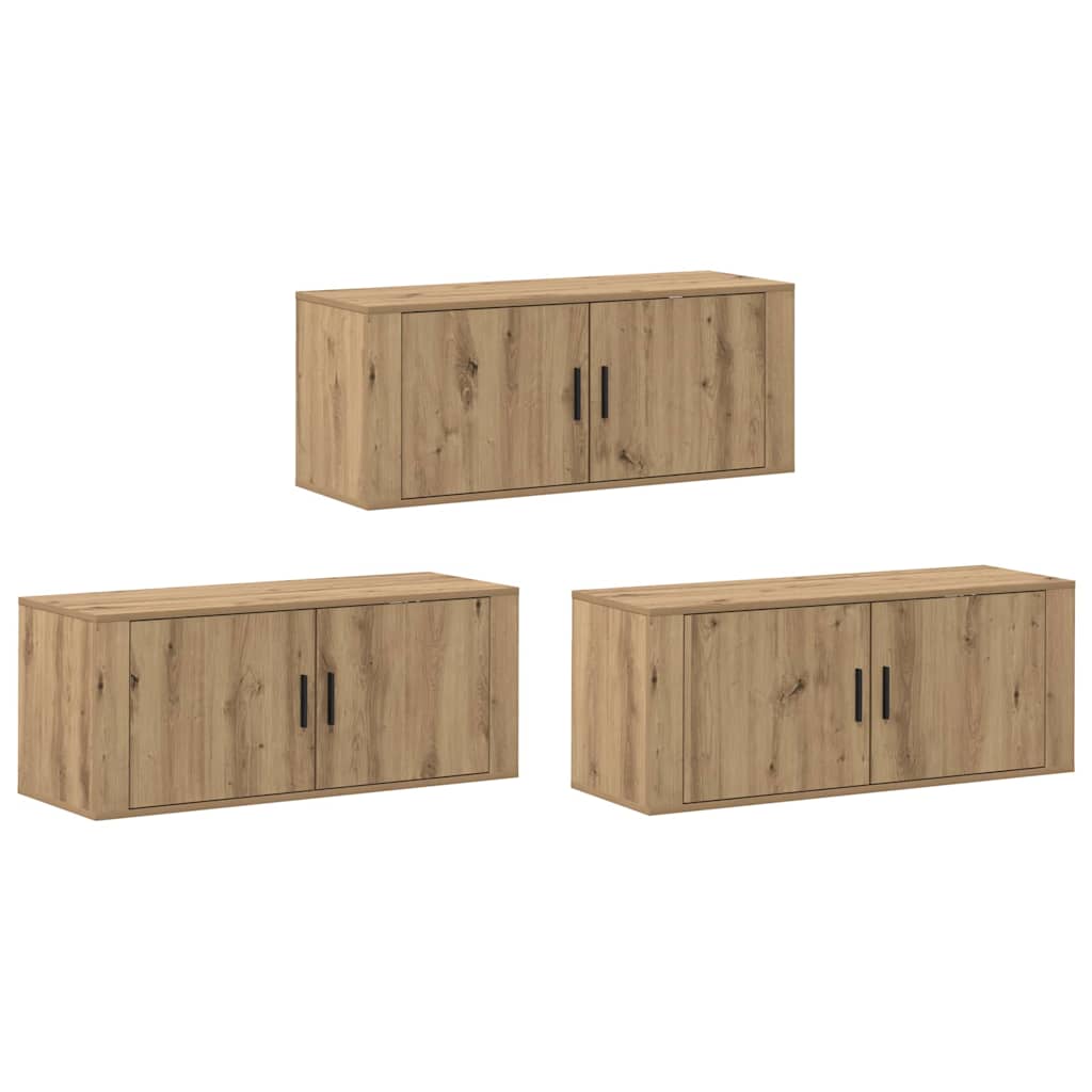 vidaXL Wall-mounted TV Cabinet Set 3 pcs Artisan Oak Engineered Wood