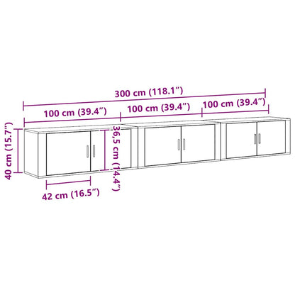 vidaXL Wall-mounted TV Cabinet Set 3 pcs Artisan Oak Engineered Wood