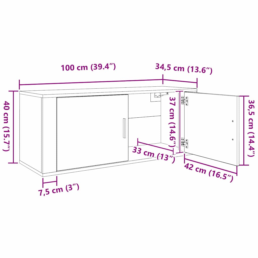 vidaXL Wall-mounted TV Cabinet Set 3 pcs Artisan Oak Engineered Wood