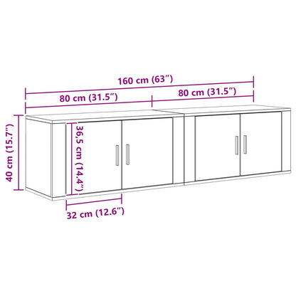 vidaXL Wall-mounted TV Cabinet Set 2 pcs Artisan Oak 80 x 34.5 x 40 cm