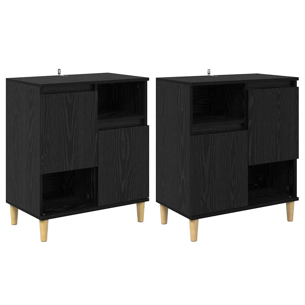vidaXL Sideboards 2 pcs Black Oak 60 x 35 x 70 cm Engineered Wood