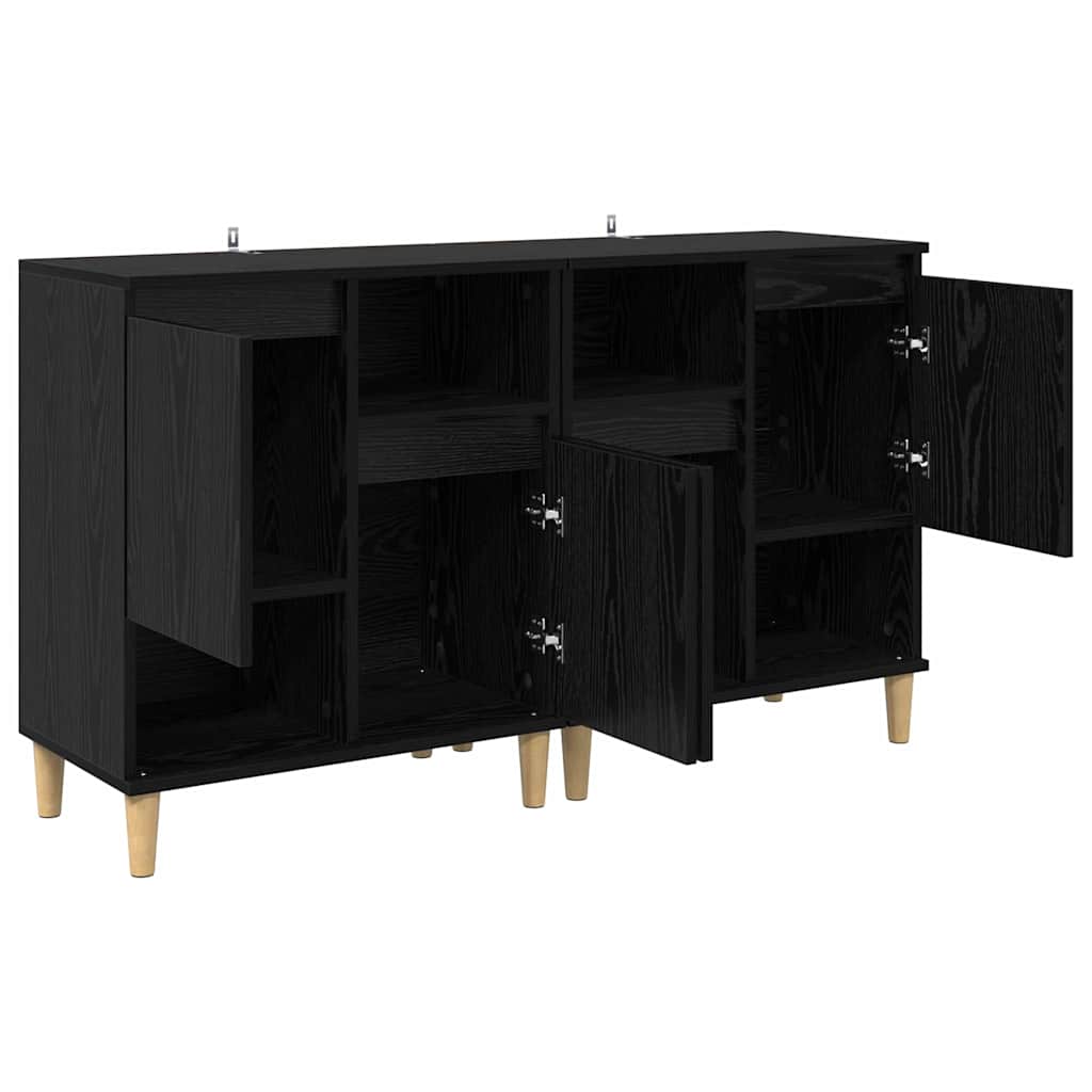 vidaXL Sideboards 2 pcs Black Oak 60 x 35 x 70 cm Engineered Wood