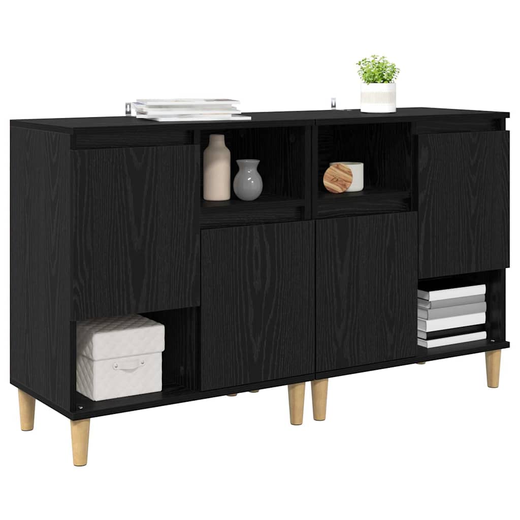 vidaXL Sideboards 2 pcs Black Oak 60 x 35 x 70 cm Engineered Wood
