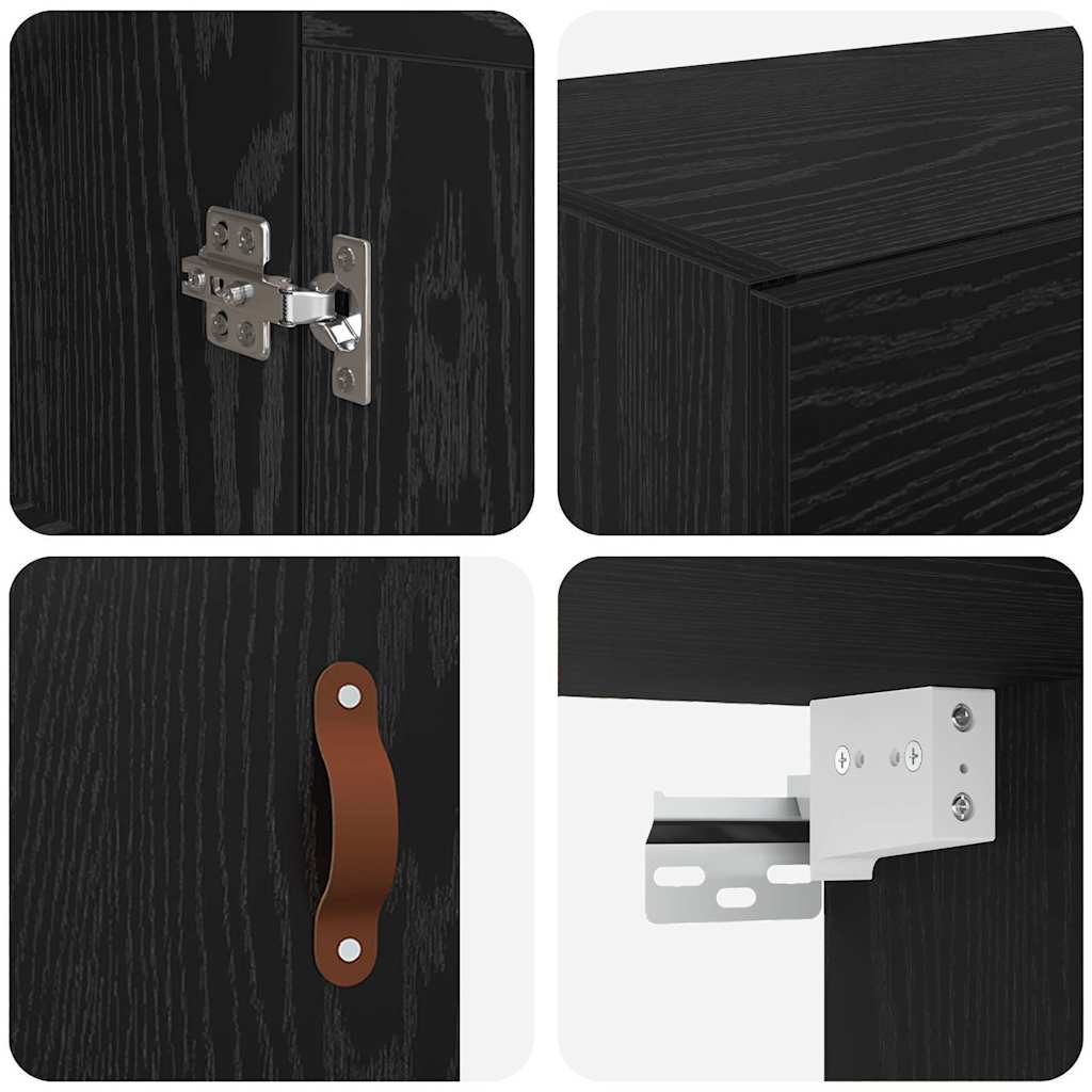 vidaXL Wall-mounted Cabinet 2 pcs Black Oak 69.5 x 34 x 90 cm