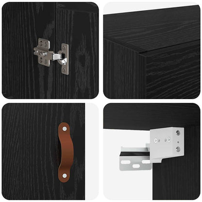 vidaXL Wall-mounted Cabinet 2 pcs Black Oak 69.5 x 34 x 90 cm