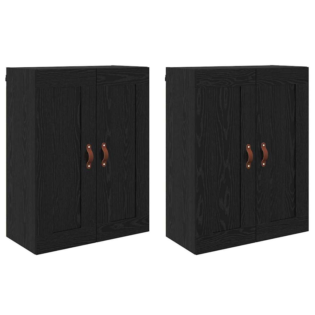 vidaXL Wall-mounted Cabinet 2 pcs Black Oak 69.5 x 34 x 90 cm