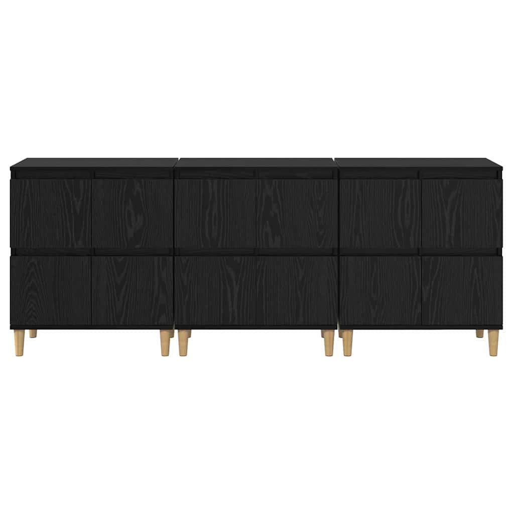 vidaXL Sideboards 3 pcs Black Oak 60 x 35 x 70 cm Engineered Wood