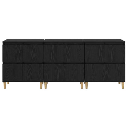 vidaXL Sideboards 3 pcs Black Oak 60 x 35 x 70 cm Engineered Wood