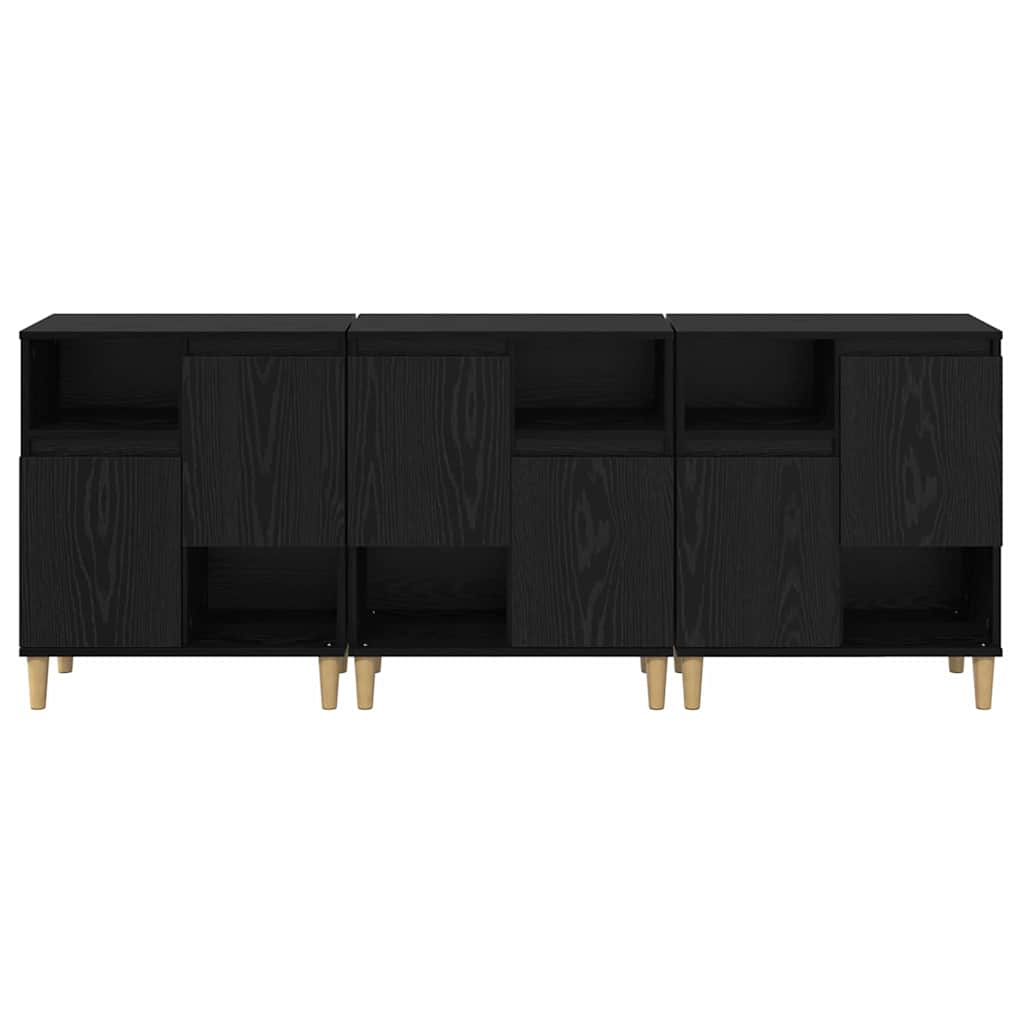 vidaXL Sideboards 3 pcs Black Oak 60 x 35 x 70 cm Engineered Wood