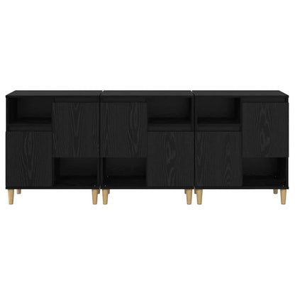 vidaXL Sideboards 3 pcs Black Oak 60 x 35 x 70 cm Engineered Wood