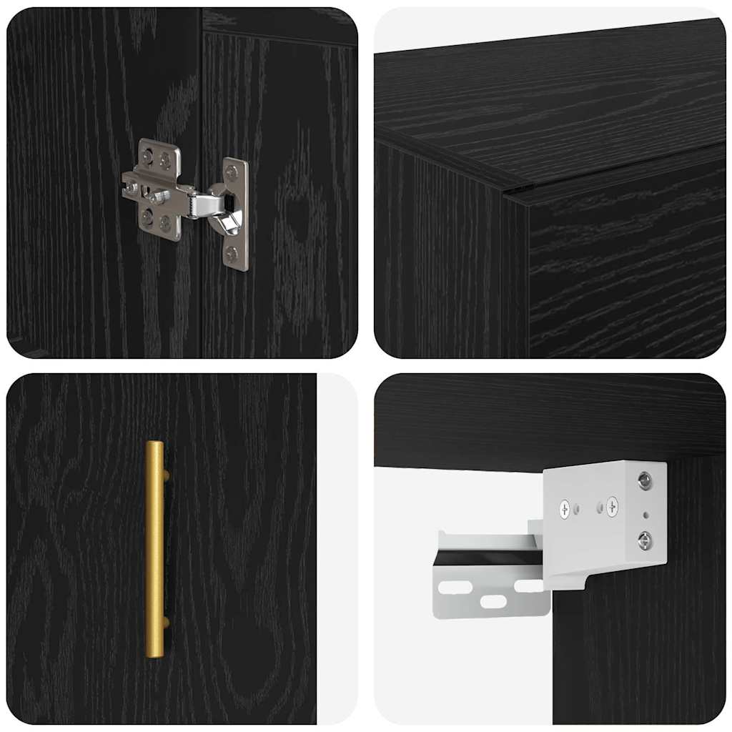 vidaXL Wall-mounted Cabinet 2 pcs Black Oak 69.5 x 34 x 90 cm