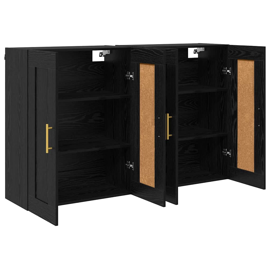 vidaXL Wall-mounted Cabinet 2 pcs Black Oak 69.5 x 34 x 90 cm