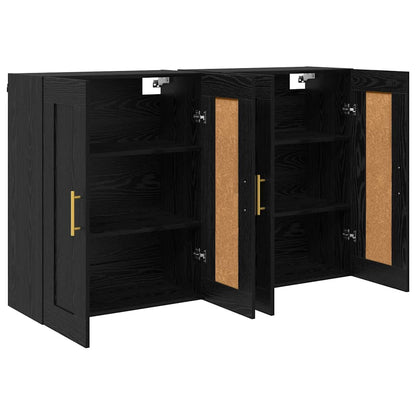 vidaXL Wall-mounted Cabinet 2 pcs Black Oak 69.5 x 34 x 90 cm
