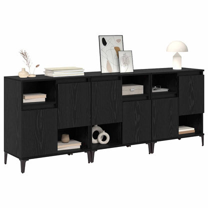 vidaXL Sideboards 3 pcs Black Oak 60 x 35 x 70 cm Engineered Wood