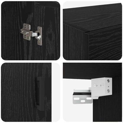 vidaXL Wall-mounted Cabinet 2 pcs Black Oak 69.5 x 34 x 90 cm