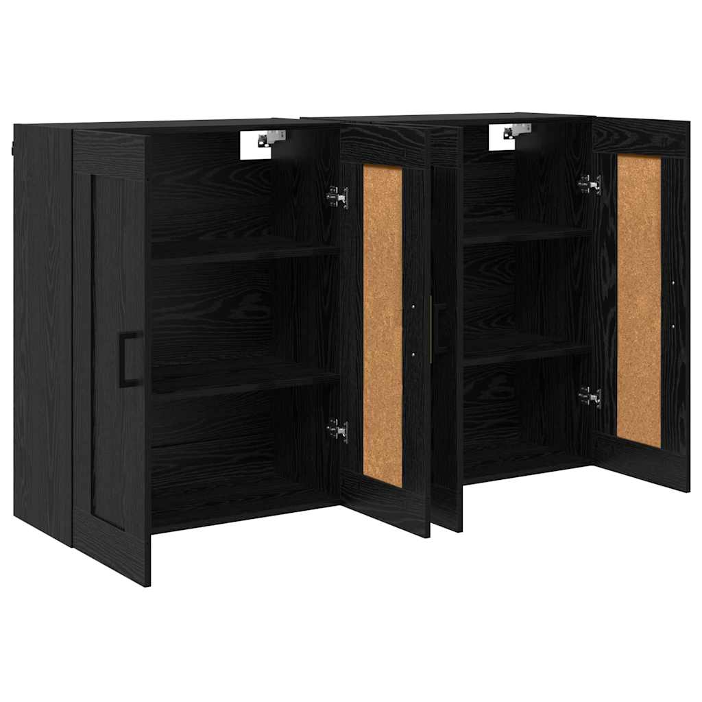 vidaXL Wall-mounted Cabinet 2 pcs Black Oak 69.5 x 34 x 90 cm