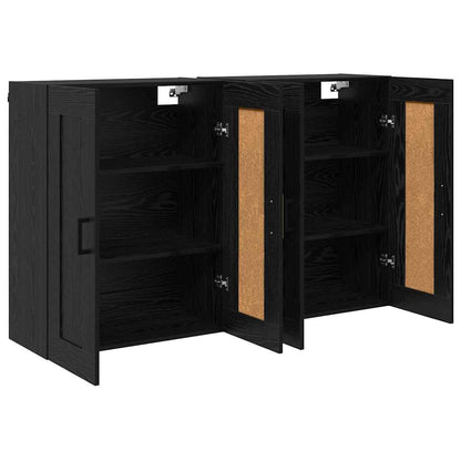 vidaXL Wall-mounted Cabinet 2 pcs Black Oak 69.5 x 34 x 90 cm