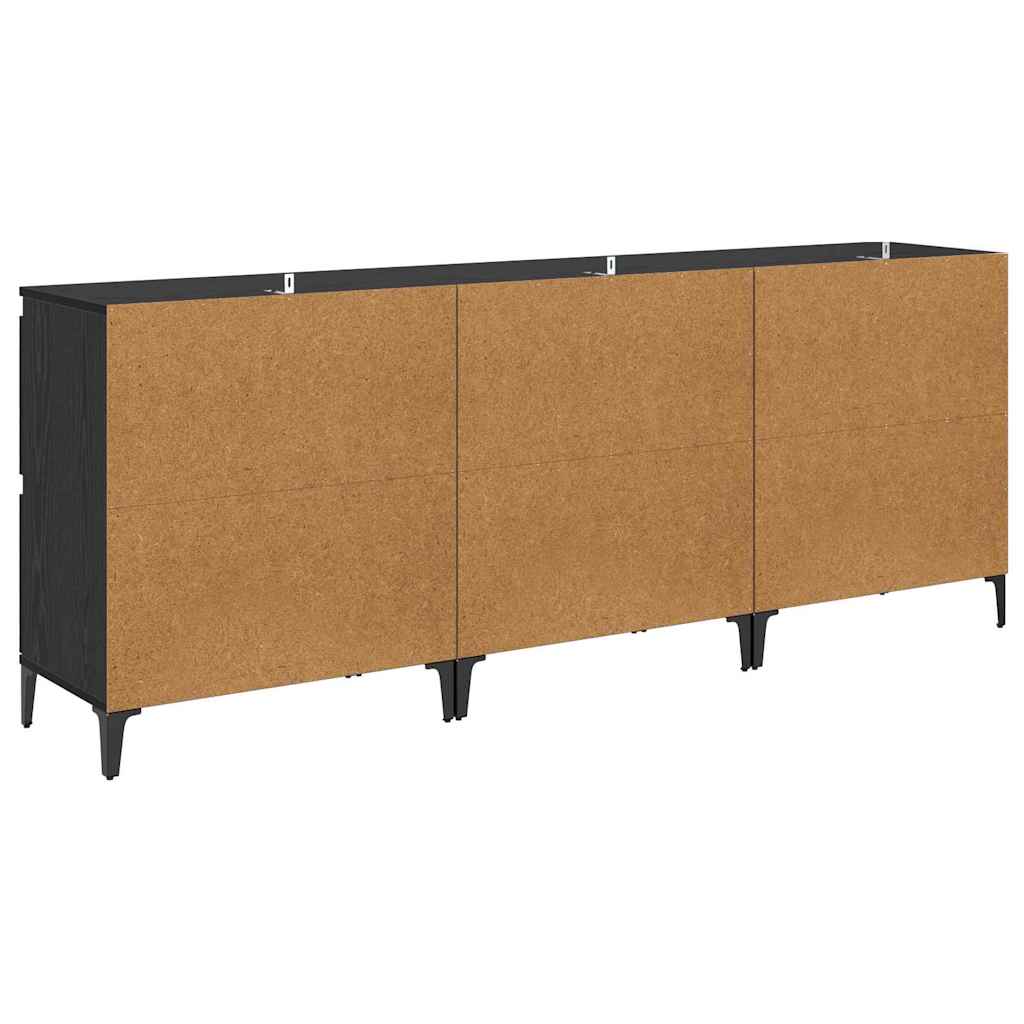 vidaXL Sideboards 3 pcs Black Oak 60 x 35 x 70 cm Engineered Wood