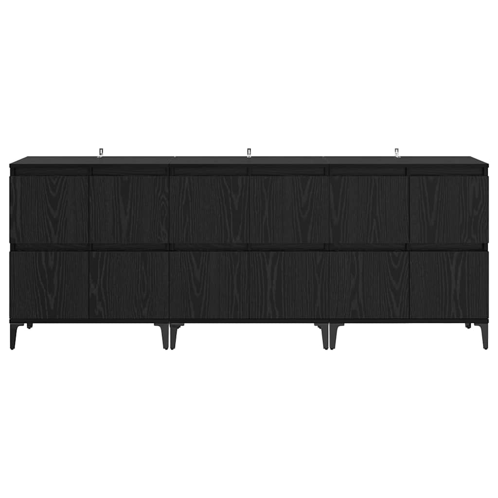 vidaXL Sideboards 3 pcs Black Oak 60 x 35 x 70 cm Engineered Wood