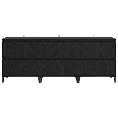 vidaXL Sideboards 3 pcs Black Oak 60 x 35 x 70 cm Engineered Wood