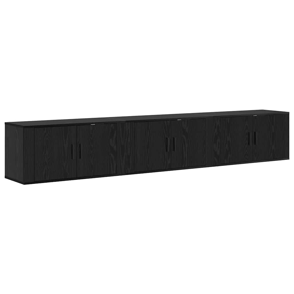 vidaXL Wall-mounted TV Cabinet Set 3 pcs Black Oak 80 x 34.5 x 40 cm