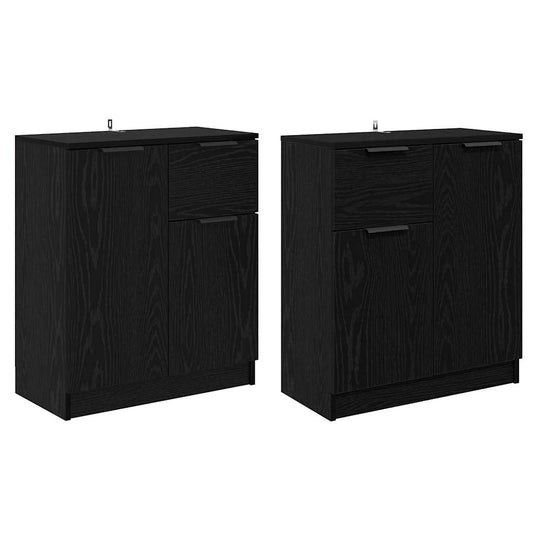 vidaXL Sideboards 2 pcs Black Oak 60 x 30 x 70 cm Engineered Wood