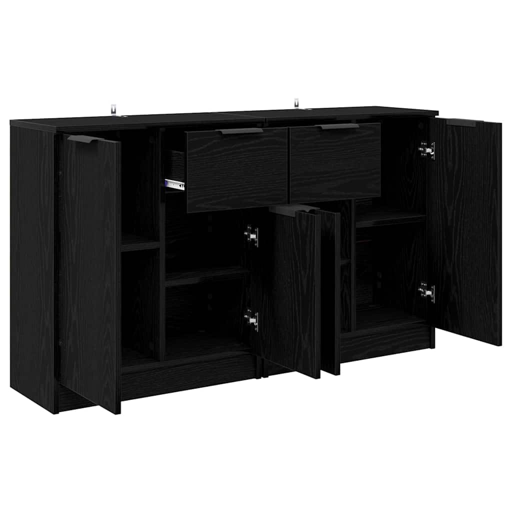 vidaXL Sideboards 2 pcs Black Oak 60 x 30 x 70 cm Engineered Wood