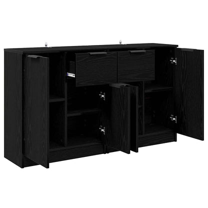vidaXL Sideboards 2 pcs Black Oak 60 x 30 x 70 cm Engineered Wood