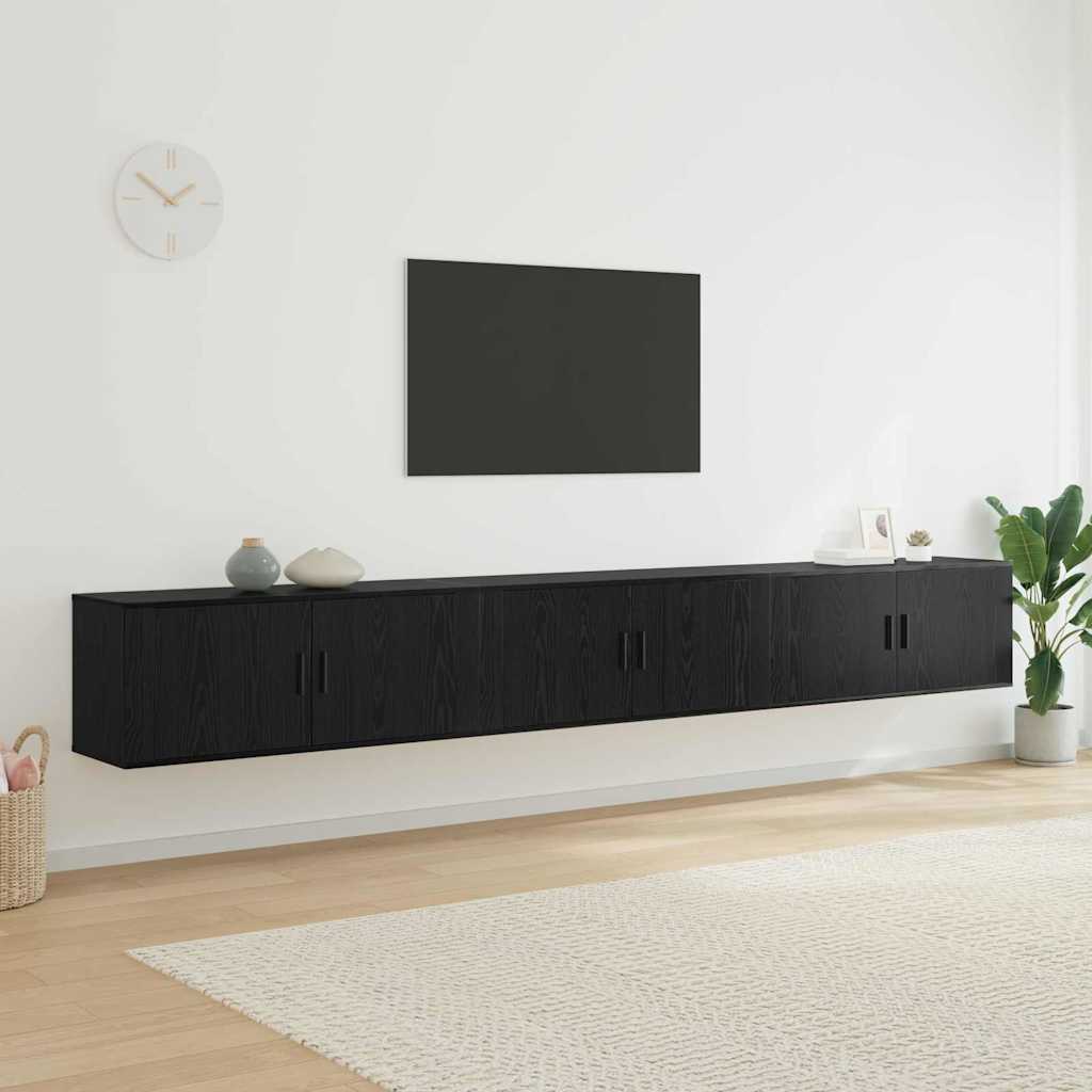 vidaXL Wall-mounted TV Cabinet Set 3 pcs Black Oak 100 x 34.5 x 40 cm