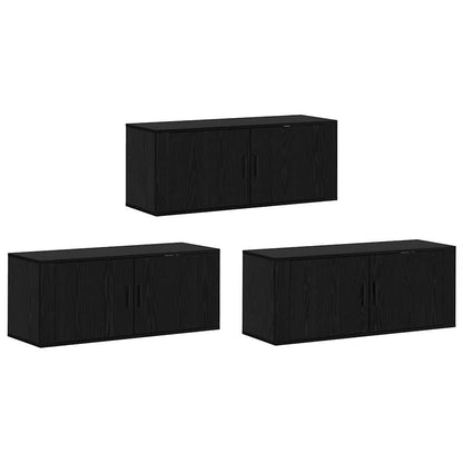 vidaXL Wall-mounted TV Cabinet Set 3 pcs Black Oak 100 x 34.5 x 40 cm