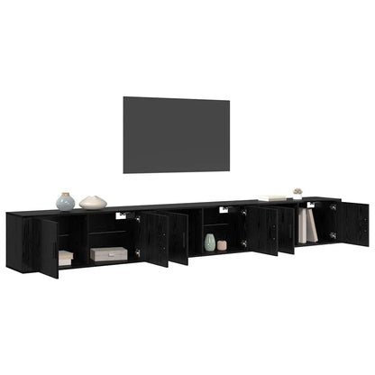 vidaXL Wall-mounted TV Cabinet Set 3 pcs Black Oak 100 x 34.5 x 40 cm