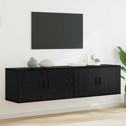 vidaXL Wall-mounted TV Cabinet Set 2 pcs Black Oak 80 x 34.5 x 40 cm