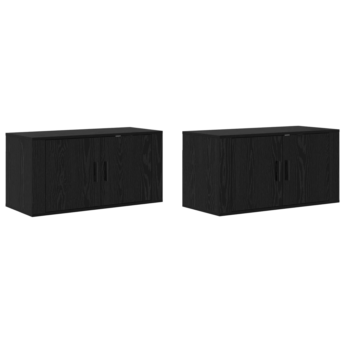 vidaXL Wall-mounted TV Cabinet Set 2 pcs Black Oak 80 x 34.5 x 40 cm