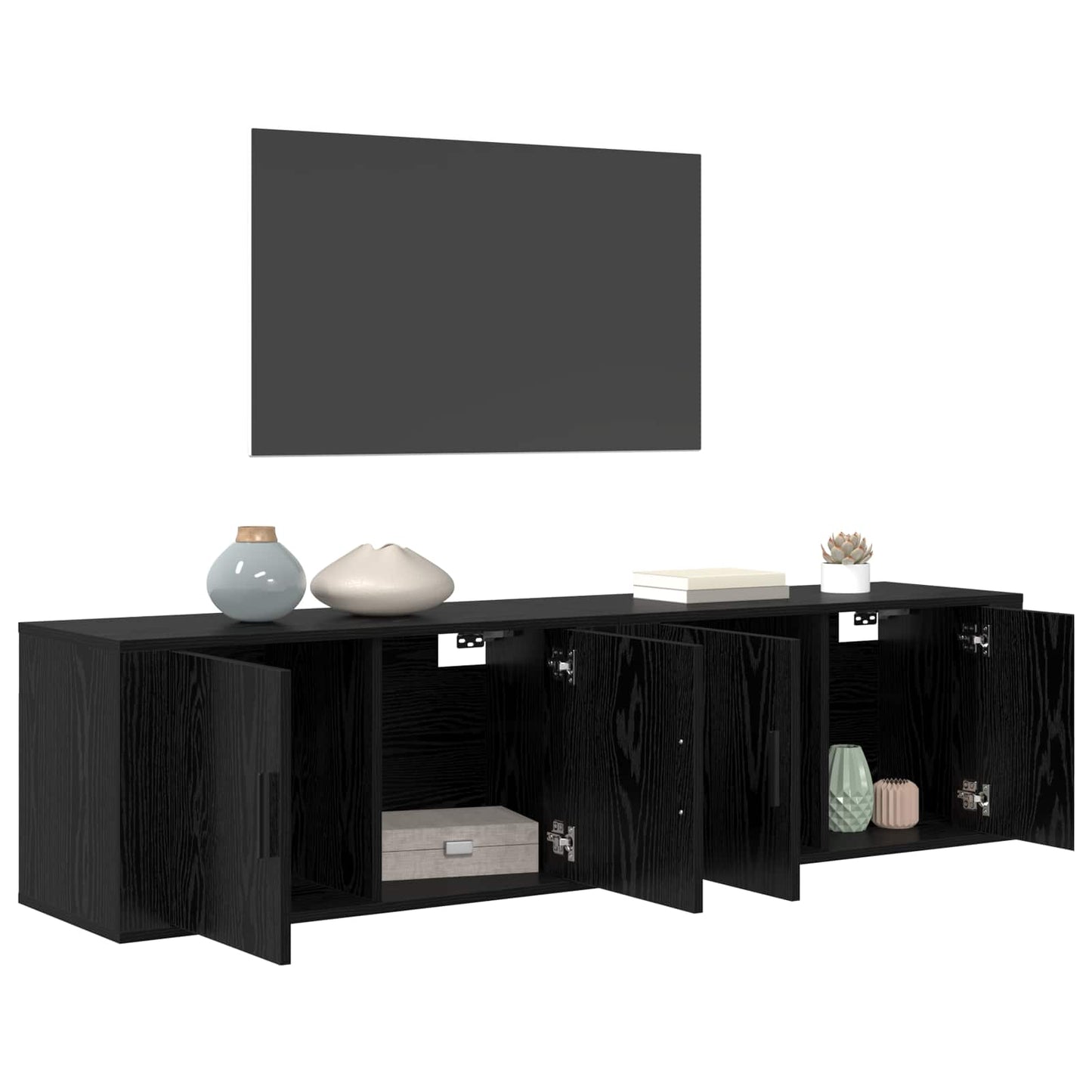 vidaXL Wall-mounted TV Cabinet Set 2 pcs Black Oak 80 x 34.5 x 40 cm