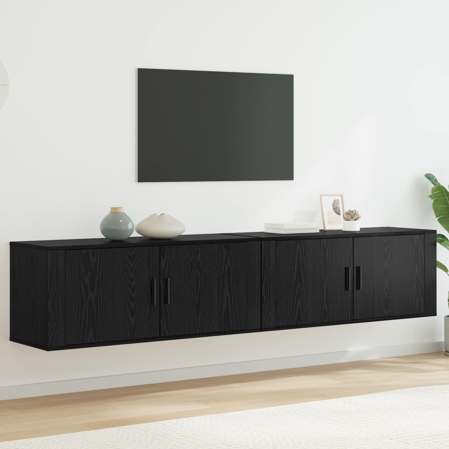 vidaXL Wall-mounted TV Cabinet Set 2 pcs Black Oak 100 x 34.5 x 40 cm