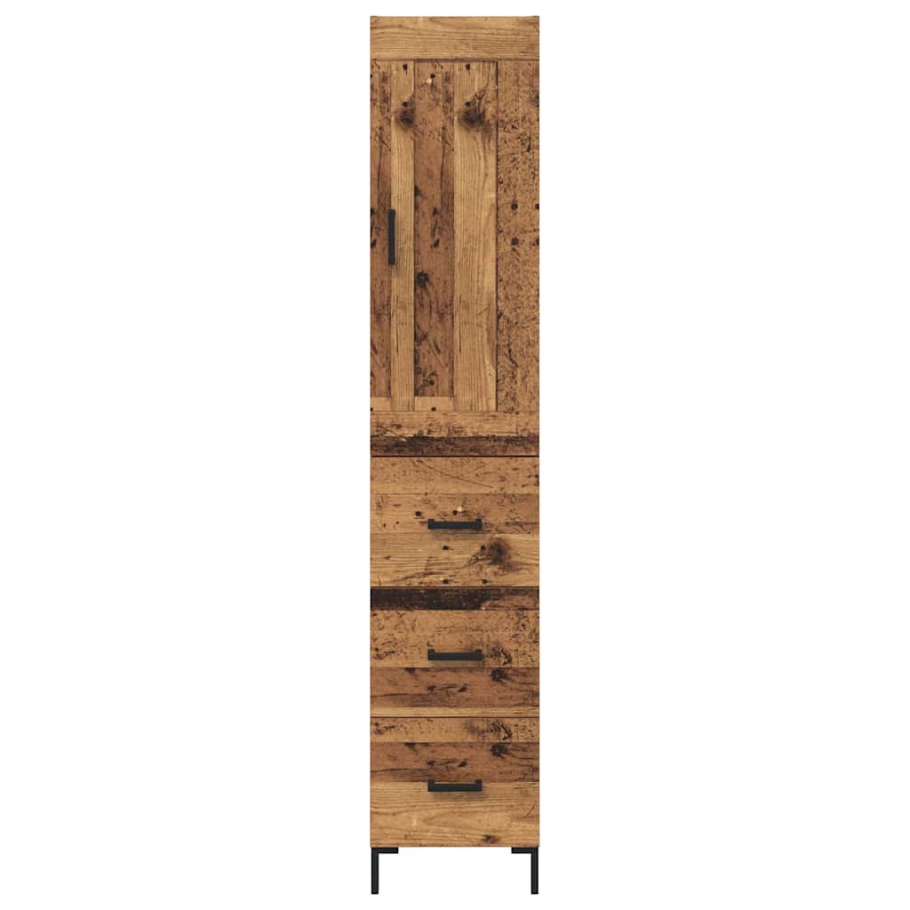 vidaXL Highboard Old Wood 34.5 x 34 x 180 cm Engineered Wood