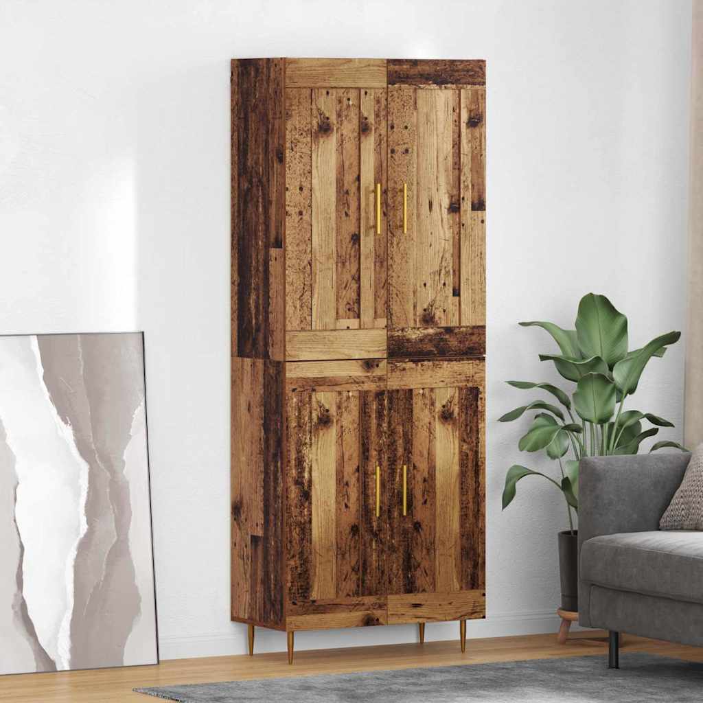 vidaXL Highboard Old Wood 69.5 x 34 x 180 cm Engineered Wood